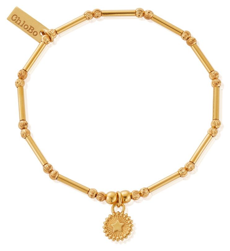 ChloBo GBMCTN3457 Dainty Moon Cut Sparkle Star Gold-Plated Jewellery