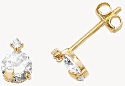 Treasure House 9k Yellow Gold Cubic Zirconia Star Stud Earrings ES604