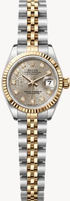 Pre-owned Rolex Datejust Diamond (26mm) Grey Patterned Dial / Two-Tone Stainless Steel Bracelet Watch JMP-835572