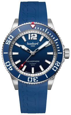 Hanhart AQUASPHERE Ocean Fade Automatic (42mm) Blue Gradient Dial / Blue Rubber Strap - M Watch 772.271-1320