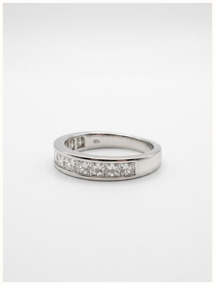 James Moore & Co 1.50ct Natural Diamond Princess Cut 18k White Gold Half Eternity Ring JM5451 - alternate view 2