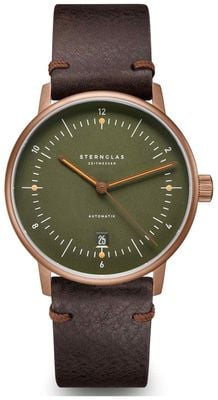 STERNGLAS Naos Automatic Bronze (38mm) Dark Green Dial / Vintage Mocha Leather Strap S02-NA35-VI17