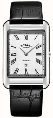 Rotary Men's Cambridge Date Square Black Leather Strap Watch EX-DISPLAY GS05280/01 EX-DISPLAY