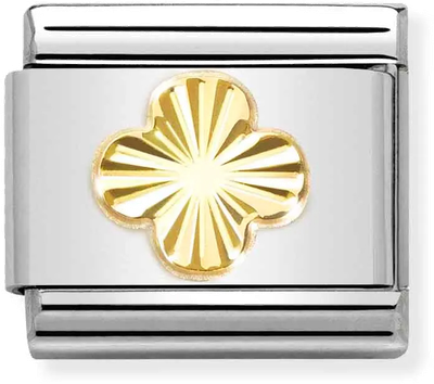 Nomination Classic Four-Leaf Clover 18ct Gold & Steel Charm 030149/52