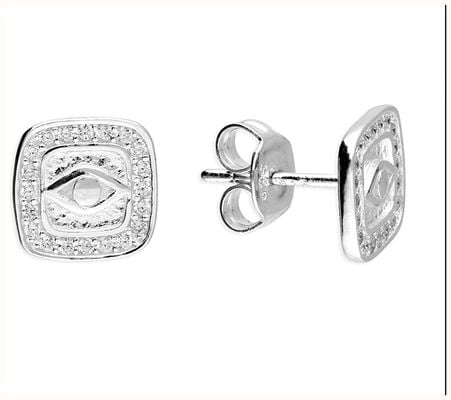 James Moore CME Sterling Silver Cubic zirconia square evil eye studs H6234/S