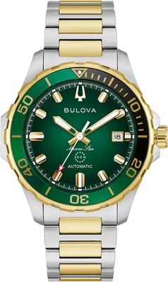 Bulova Marine Star Series B Automatic (41mm) Green Sunray Dial / Two-Tone Stainless Steel Bracelet 98B467