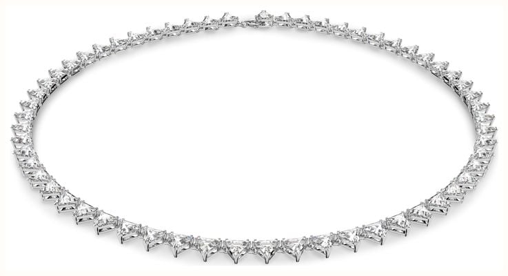 Swarovski Matrix Tennis Necklace White Triangle Crystals Rhodium Plated 5599191