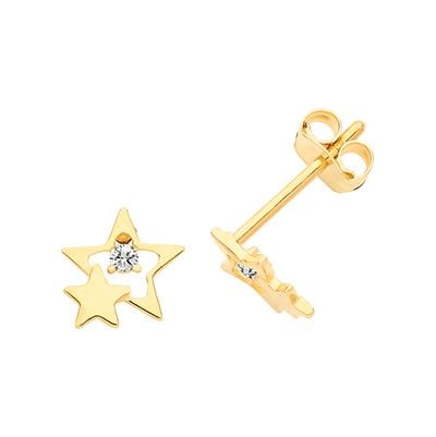 Treasure House ES662 9ct Yellow Gold Cubic Zirconia Double Jewellery