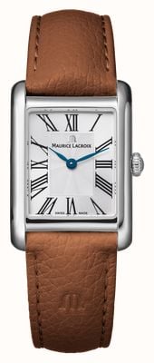 Maurice Lacroix Fiaba Square (24mm) Silver Sunbrushed 'fliniqué' Dial / Brown Leather Strap FA1205-SS001-110-3