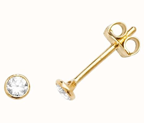 James Moore TH 9k Yellow Gold Cubic Zirconia Stud Earrings ES587
