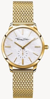 Thomas Sabo Women's Glam Spirit Gold Tone Mesh Bracelet White Dial WA0302-264-213-33