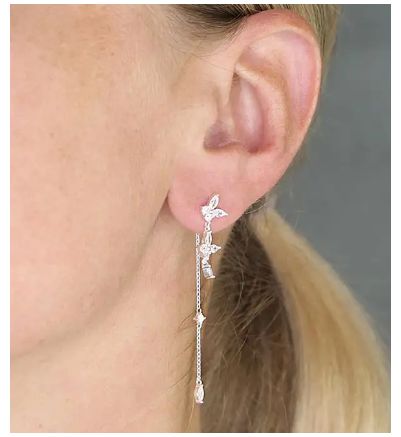 James Moore CME H5718/S Silver Earing Back Butterfly Drop Jewellery