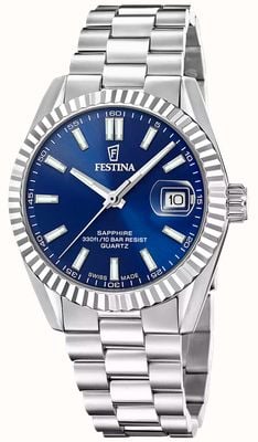 Festina Swiss Made Classic Quartz (40mm) Blue Dial / Stainless Steel Bracelet F20084/B