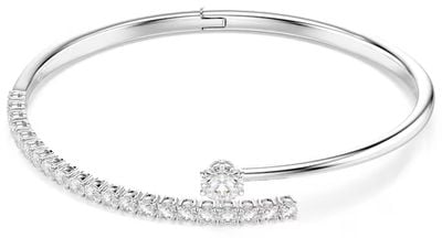 Swarovski Matrix bangle, Round cut, White, Rhodium plated 5753571
