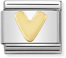 Nomination Classic Letter V 18ct Gold & Steel Charm 030101/22