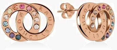 Radley Jewellery Sterling Silver Rose Gold Rainbow Double Loop Stud Earrings RYJ1146