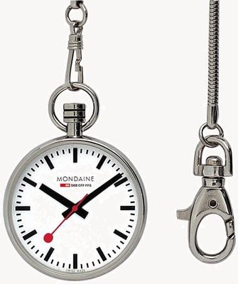 Mondaine Official Swiss Railways Pocket Watch (43mm) White Dial / Stainless Steel A660.30316.11SBB