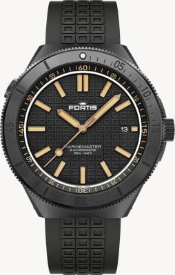FORTIS Marinemaster M-44 Chronometer Black Resin DLC (44mm) Horizon Ultra-flexible FKM Rubber Strap F8120031