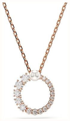 Swarovski Matrix Pendant Necklace Crystal Pearl White Crystals Rose Gold-Tone Plated 5692265