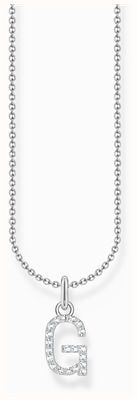 Thomas Sabo Letter 'G' Initial White Zirconia Sterling Silver Pendant Necklace 45cm KE2246-051-14-L45V