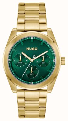 HUGO #BRIGHT SPORT (42mm) Green Dial / Gold PVD Stainless Steel Bracelet 1530425