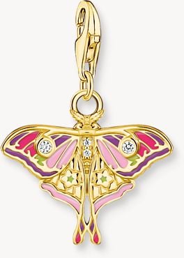 Thomas Sabo Gold-Plated Charm Pendant With Colourful Moth Design 2209-565-7