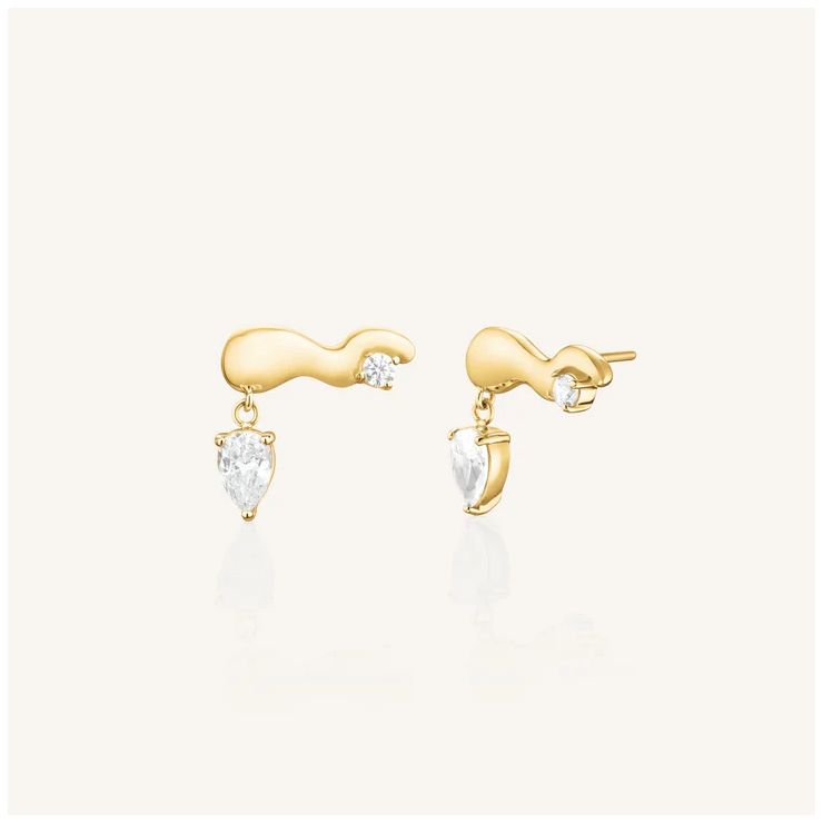 Rosefield Jewellery JEWSG-J1300 Mix Wave Stud Gold Earrings