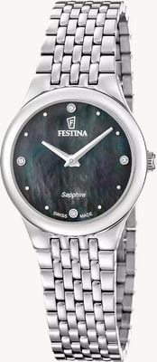 Festina Swiss Made Grace Quartz (29mm) Black Mother-of-Pearl Dial / Stainless Steel Bracelet F20096/4