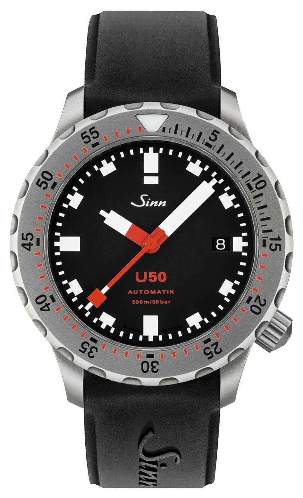 Sinn 1050.010 BLACK RUBBER U50 | Black Silicone Divers Watch