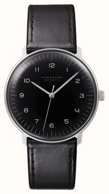 Junghans max bill Automatic (38mm) Matte Black Dial / Black Leather Strap 27.3400.02
