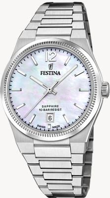 Festina Swiss Made Rivé Quartz (35mm) Mother of Pearl Dial / Stainless Steel Bracelet F20052/1