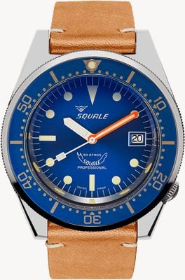 Squale 1521 Ocean (42mm) Blue Sunray Dial / Light Brown Italian Leather Strap Watch 1521OCN.PC