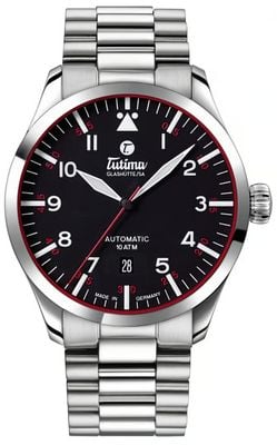 Tutima Glashütte Flieger Automatic (41mm) Velvet-Black Dial / Stainless Steel Bracelet 6105-02