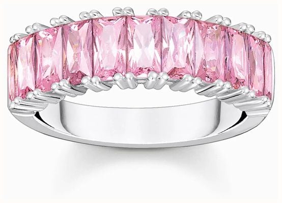 Thomas Sabo Pink Baguette Pavé Ring | Sterling Silver | EU 52 TR2366-051-9-52