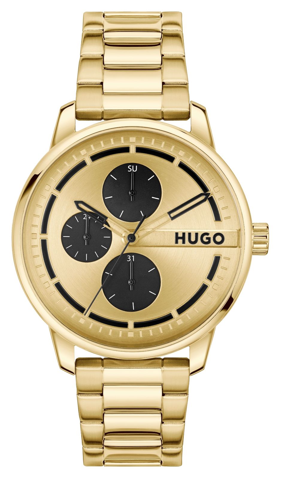 HUGO 1530385 Men's #Stamp (44mm) Gold Dial / Gold-Tone Watch
