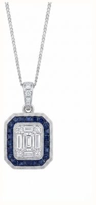 James Moore & Co Platinum Diamond 0.28ct Sapphire 0.33ct Cluster Pendant CP300150S