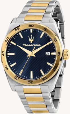 Maserati Velocità Date Quartz (41mm) Blue Dial / Two-Tone Stainless Steel Bracelet R8853152001
