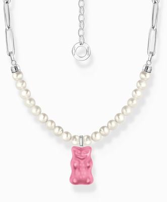 Thomas Sabo x HARIBO Pink Goldbear Freshwater Pearls Sterling Silver Necklace 40-45cm KE2207-082-9-L45V