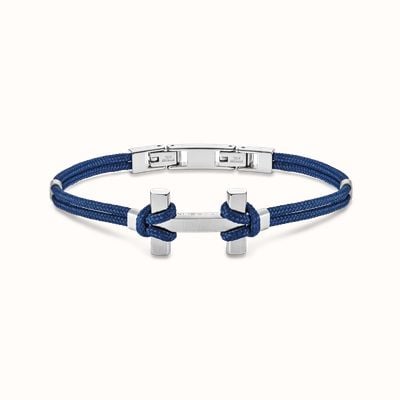 Herbelin Amarrage Bracelet - Navy Blue Nylon And Brushed Stainless Steel (19 + 2cm) BH24ABBM L
