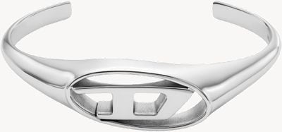 Diesel Men's Silver Oval D Logo Bangle DX1597040