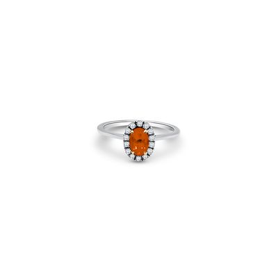 Platinum Fire Opal And Diamond Ring J9969