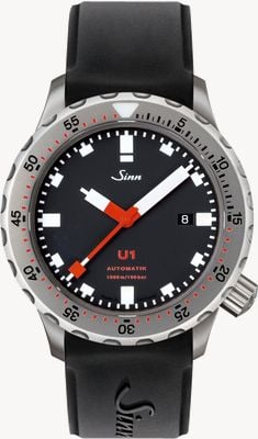Sinn U1 U-Boat Steel 1000m Divers Black Silicone Strap 1010.010
