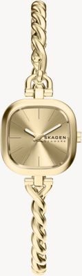 Skagen Mellem Micro Quartz (20mm) Gold Sunray Dial / Gold PVD Twisted-Rope Bangle SKW3181