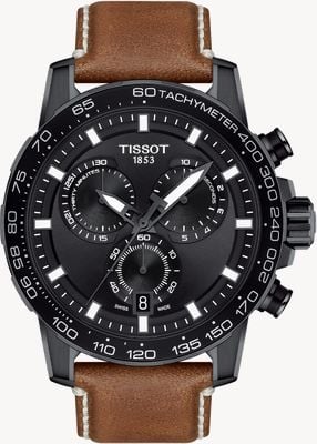 Tissot Supersport Chrono (45.5mm) Black Dial / Brown Leather T1256173605101
