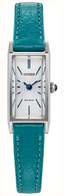 Citizen Eco-Drive Fio (14x30mm) White Dial / Teal-Blue Leather Strap EG7120-00A
