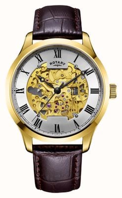 Rotary Skeleton Automatic (42mm) Silver Dial / Brown Leather Strap GS02941/03