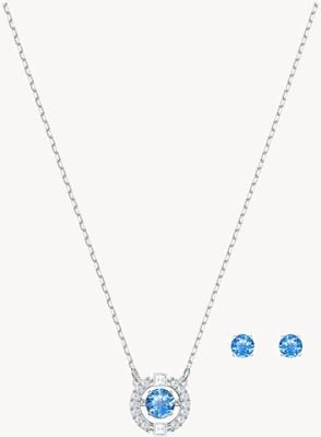 Swarovski Una Rhodium-Plated Blue Zirconia Necklace and Earrings Set 5480485