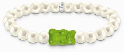 Thomas Sabo x HARIBO Green Goldbear Beaded Pearl Bracelet 15cm A2154-017-6-L15