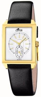 Lotus Square Series Small-Seconds Quartz (33.5mm) Silver Dial / Black Leather Strap 19079/1