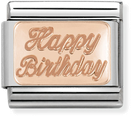 Nomination Classic Happy Birthday 9ct Rose Gold & Steel Charm 430101/29